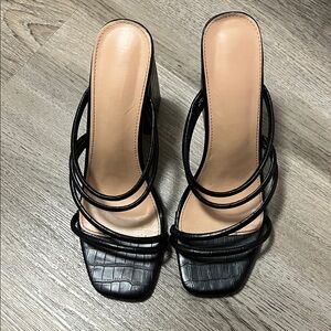Black Strappy Women's Heels